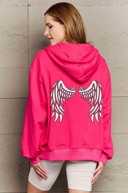 Simply Love Full Size Angel Wings Graphic Hoodie